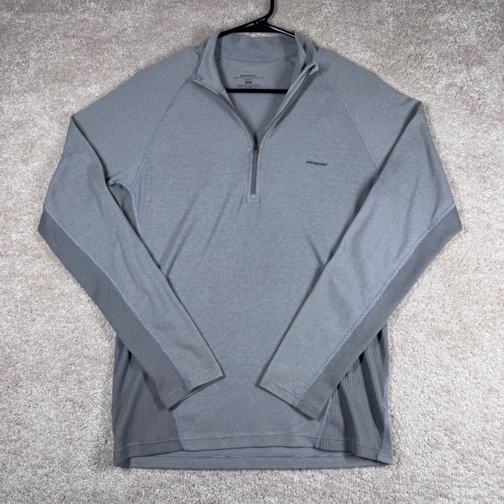 Patagonia Mens Capilene Thermal Weight 1/4 Zip Pullover Gray‎ Baselayer Small